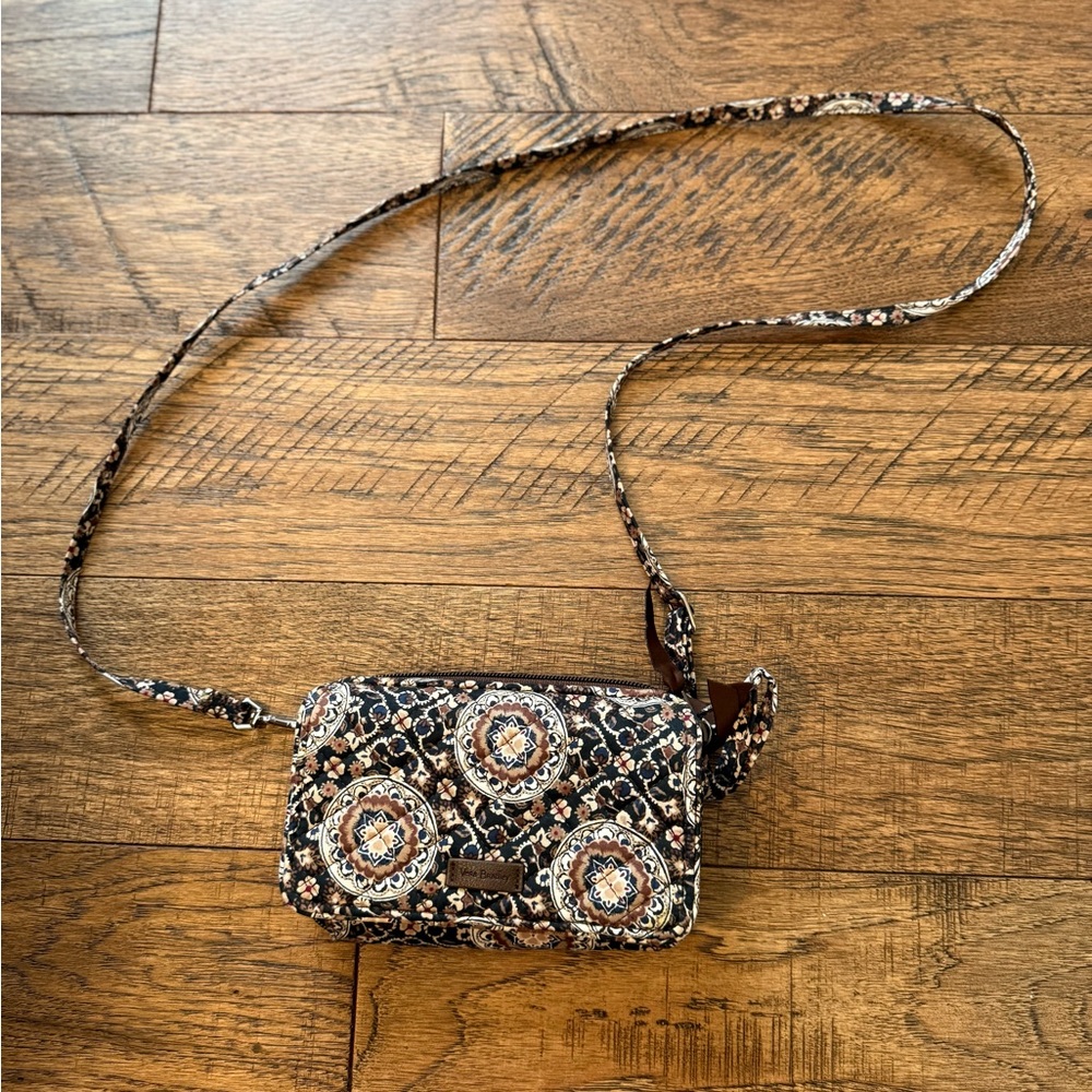 Vera Wang Black and Brown Patterned Crossbody Bag